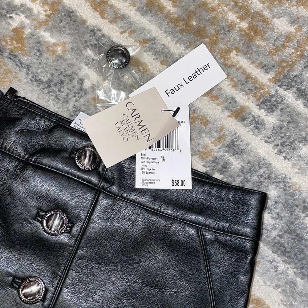 CARMEN MARC VALVO FOX LEATHER SKIRT - Picture 3 of 8